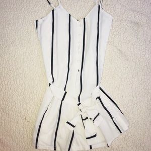 Super cute White & Black Striped jumpsuit